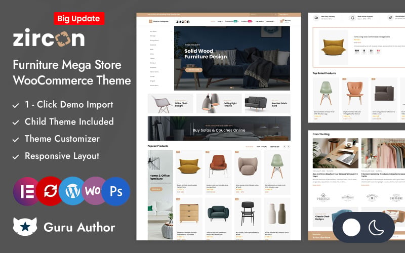 Zircon - 家具大型商店 Elementor WooCommerce 响应式主题