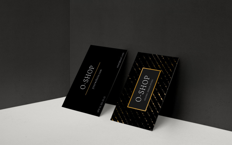 Elegant Visit Card with Gold Stripes - Corporate Identity Template