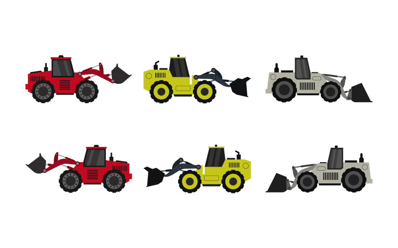 Set Di Escavatore Illustrato Sullo Sfondo - Immagine Vettoriale
