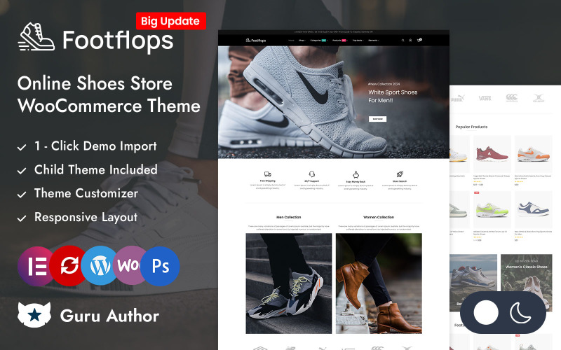 Footflops - Интернет-магазин обуви Адаптивная тема WooCommerce