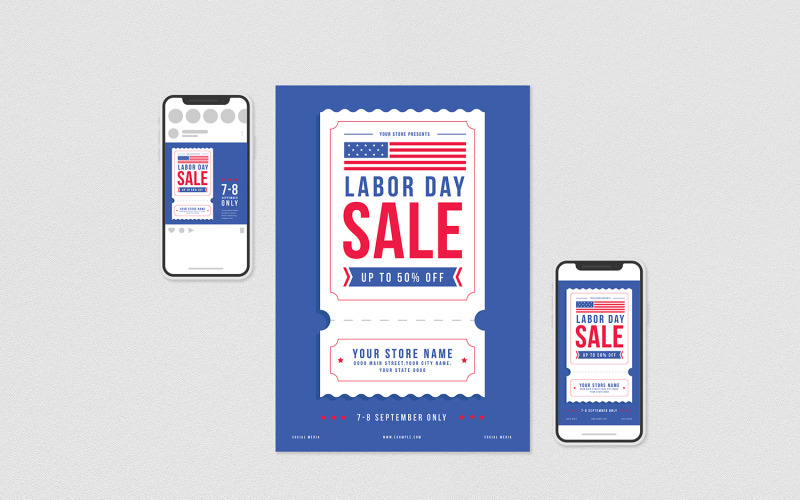 Download Фирменный стиль "Labor Day Sale Flyer Set - Corporate Identity Template" / Labor Day Sale Flyer Set - Corporate Identity Template - Фирменный стиль на тему графика labor day,celebration,holiday,sale,discount,shopping,usa,america,party,banner,big sale,commerce,poster,event,flyer,social media,instagram,post,story