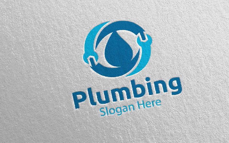 Plumbing with Water and Fix Home Concept 3 Logo Template