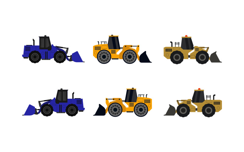 Download Vector "Set Of Illustrated Excavator - Vector Image" / Set Of Illustrated Excavator - Vector Image - Vector на тему графика machinery,illustration,transportation,heavy,collection,equipment,wheel,set,vector,excavator,vehicle,digger,mover,bulldozer,mining,business,tractor,excavation,isolated,loader