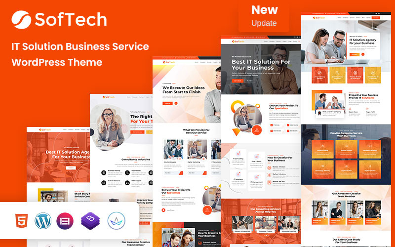 Softech - Thème WordPress Elementor polyvalent pour entreprises