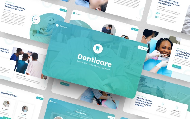 Denticare - Tandarts en tandheelkundige kliniek PowerPoint-sjabloon