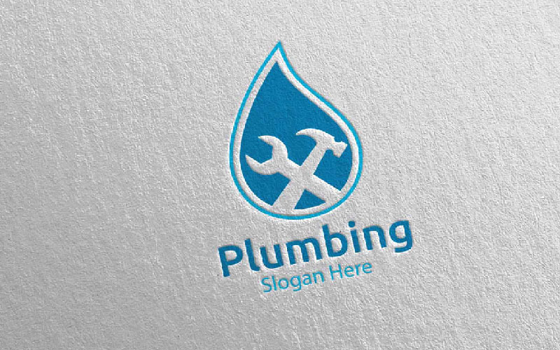 Fontanería con agua y Fix Home Concept 25 Plantilla de logotipo