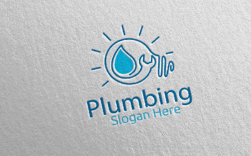 Idea Plumbing with Water and Fix Home Concept 16 Logo Template