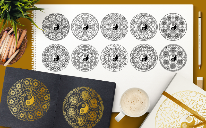 Download Иллюстрация "Meditation Mandala Symbols Set - Illustration" / Meditation Mandala Symbols Set - Illustration - Иллюстрация на тему графика yin,yang,mandala,pattern,yoga,vector,asian,culture,meditation,illustration,traditional,sign,oriental,circle,isolated,graphic,element,symbolic,background,spiritual