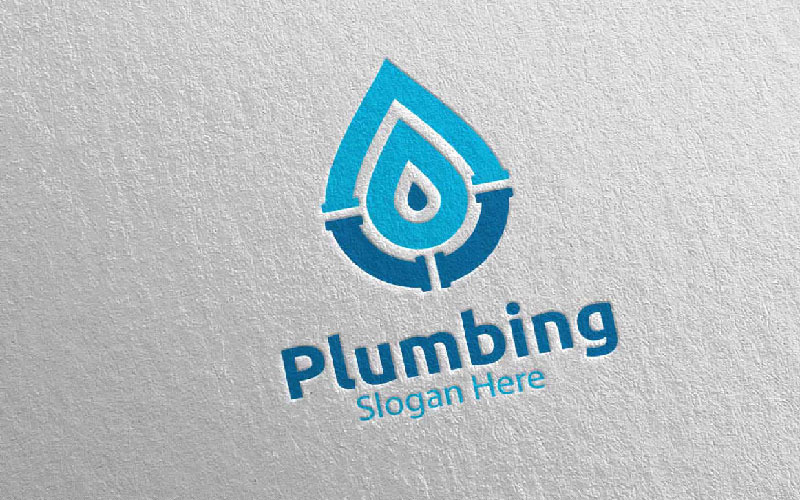 Plumbing with Water and Fix Home Concept 14 Logo Template