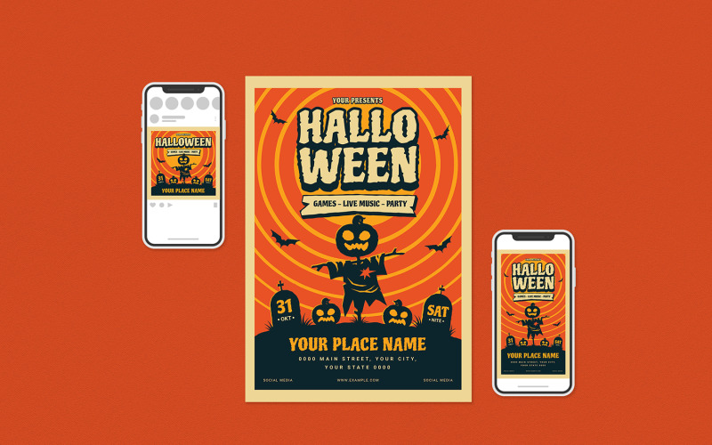 Download Фирменный стиль "Halloween Party Flyer Set - Corporate Identity Template" / Halloween Party Flyer Set - Corporate Identity Template - Фирменный стиль на тему графика celebration,club,costume,costume party,ghost,halloween,halloween flyer,halloween flyers,halloween party,halloween poster,hand,happy halloween,horror,monster,october,party,pumpkin,social media