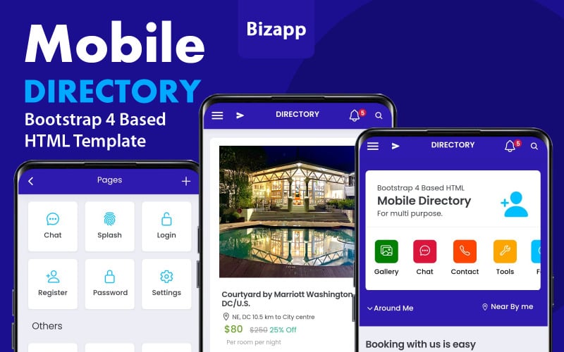 Download Шаблон для приложения "Html Mobile App for Multi Purpose App Template" / Html Mobile App for Multi Purpose App Template - Адаптивный Шаблон для приложения на тему недвижимость hotel,spa,property,sport,classified,travel,shop,trade shows,online,listing,doctors,digital,automobile,pets