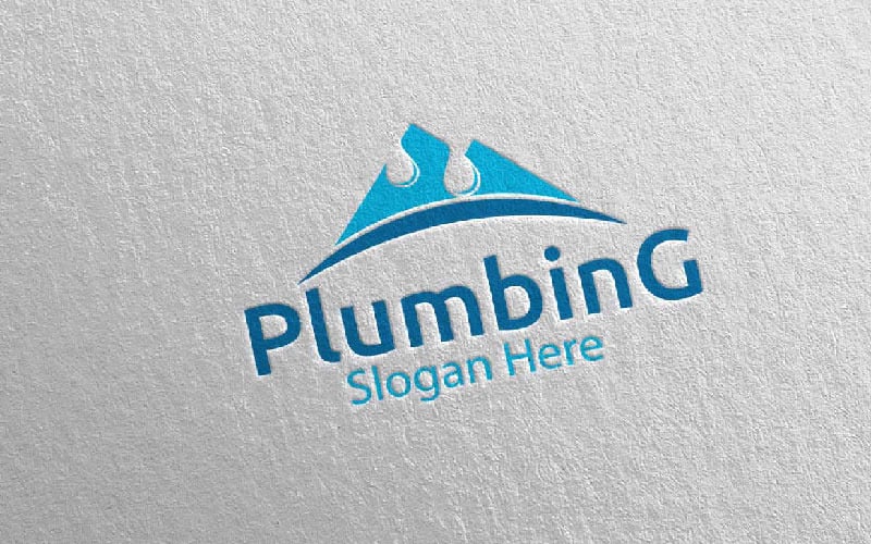 Mountain Plumbing with Water and Fix Home Concept 30 Logo Template