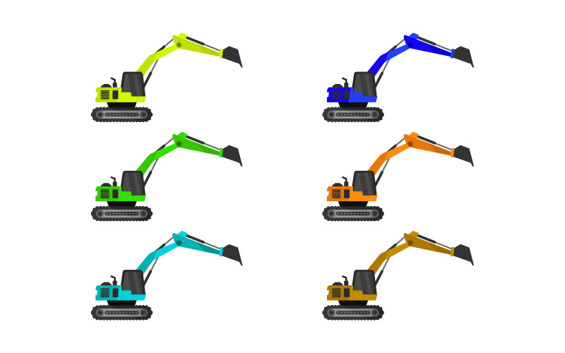 Download Vector "Set Of Illustrated Excavator - Vector Image" / Set Of Illustrated Excavator - Vector Image - Vector на тему графика machinery,illustration,machine,industrial,transportation,heavy,collection,equipment,metal,work,set,vector,excavator,vehicle,digger,industry,yellow,truck,asphalt,forklift
