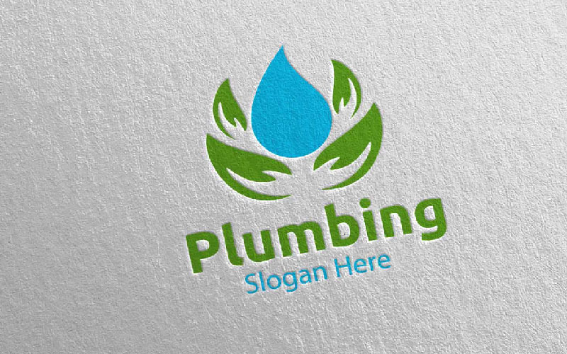 Modèle de logo Eco Plumbing with Water and Fix Home Concept 51