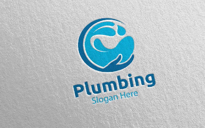 Plumbing with Water and Fix Home Concept 50 Logo Template