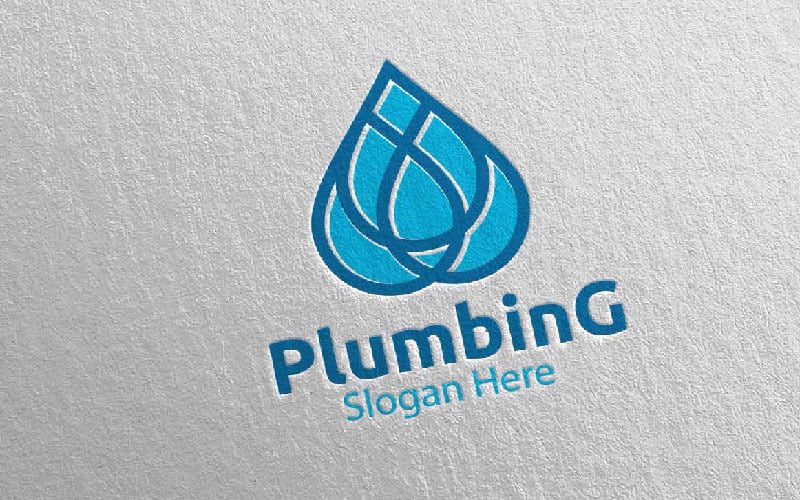 Plumbing with Water and Fix Home Concept 54 Logo Template