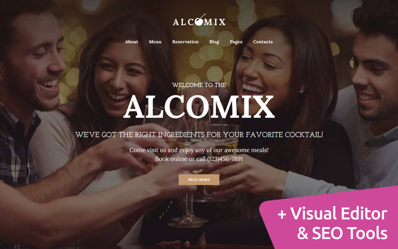 Alcomix-鸡尾酒吧Moto CMS 3模板