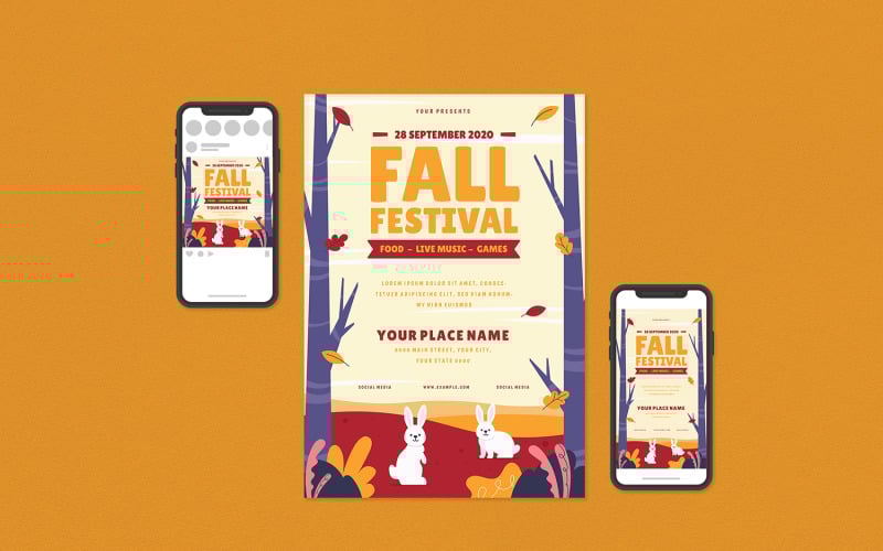 Download Фирменный стиль "Fall Festival Flyer Set - Corporate Identity Template" / Fall Festival Flyer Set - Corporate Identity Template - Фирменный стиль на тему графика autumn,event,fall,fall bash card,festival,flyer,grunge,harvest,instagram,instagram post,instagram story,instapost,inststory,invitation,invite,octoberfest,oktoberfest,party,post,postcard