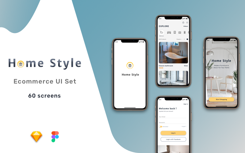 Download UI элементы "Home Style | Ecommerce UI Set " / Home Style | Ecommerce UI Set  - UI элементы на тему графика ui,ux,ecommerce,mobile,sketch,craft,designer,store,ui kit,ios app,furniture,interior,furniture template,mobile application,home,shop