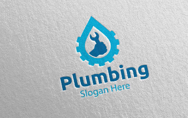 Moersleutel sanitair met water en Fix Home Concept 75 Logo sjabloon