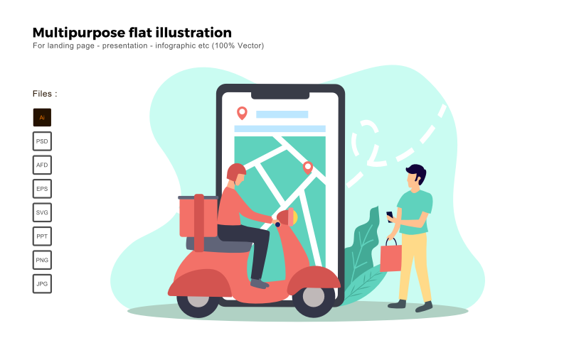 Multipurpose Flat Illustration Pickup Box Courier - vektorbild