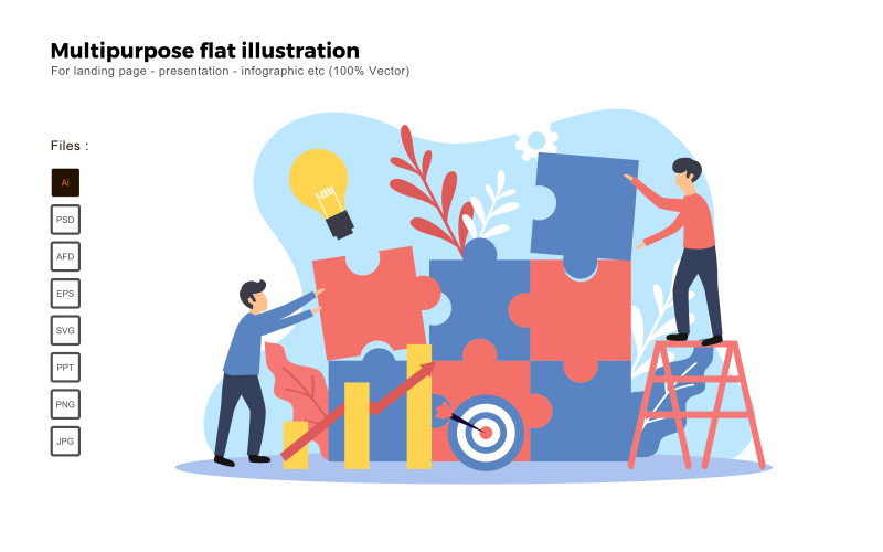Download Vector "Multipurpose Flat Illustration Problem Solving - Vector Image" / Multipurpose Flat Illustration Problem Solving - Vector Image - Vector на тему графика flat illustration,vector illustration,flat design,flat icon pack,presentation,powerpoint,keynote,business flat design,people illustration,characters illustration,business concept,seo,analysis