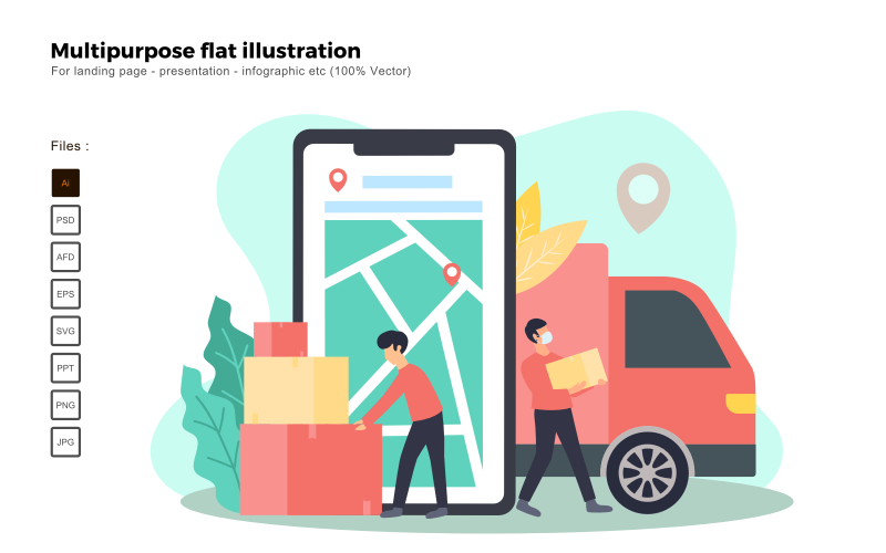 Download Vector "Multipurpose Flat Illustration Truck Pickup Cargo - Vector Image" / Multipurpose Flat Illustration Truck Pickup Cargo - Vector Image - Vector на тему графика flat illustration,vector illustration,flat design,flat icon pack,presentation,powerpoint,keynote,business flat design,people illustration,characters illustration,business concept,seo,analysis