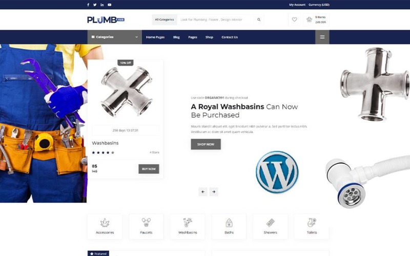Plumbing Hub - тема WordPress для магазина сантехники