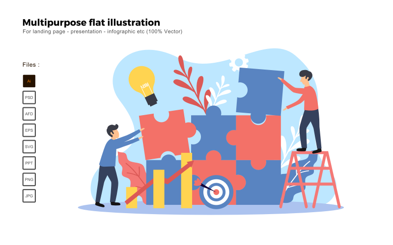 Résolution de problèmes d'illustration plate polyvalente - Image vectorielle