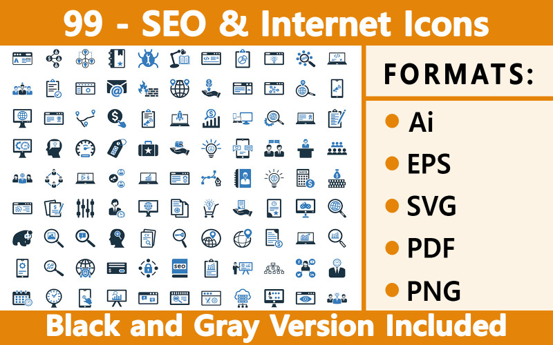 SEO ve İnternet Paketi | Vektör Icon Set