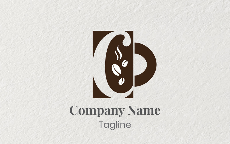 Modello di logo del negozio di caffè della lettera C.