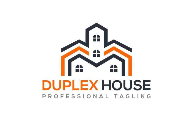Casa dúplex - Plantilla de logotipo de diseño inmobiliario