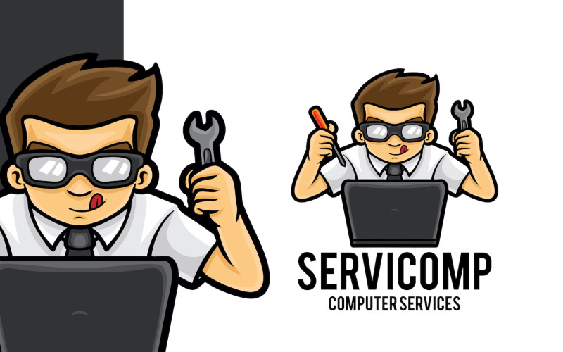 Bilgisayar Servisi Logo Şablonu