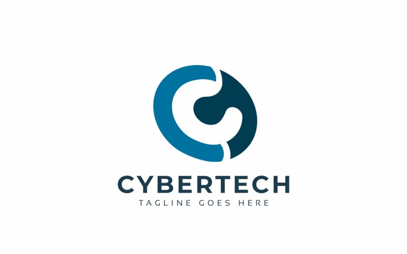 Cyber Tech C лист логотип шаблон
