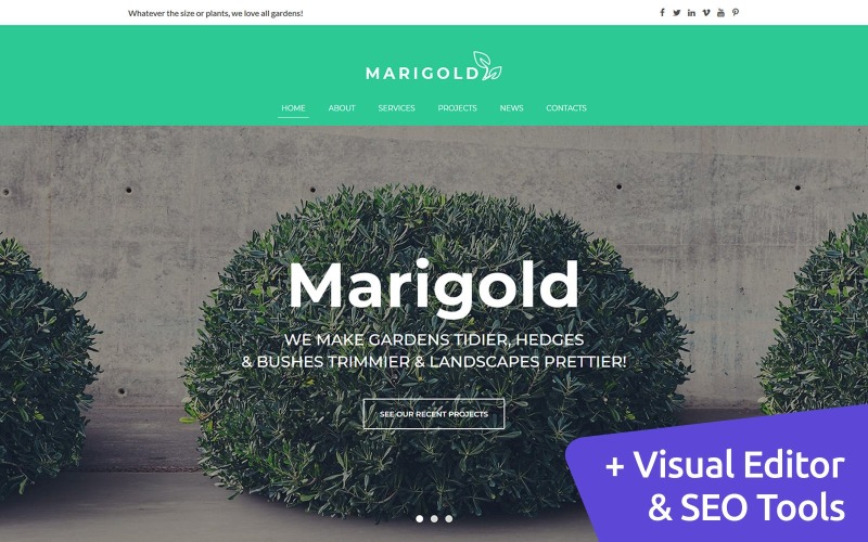 Marigold - Serviços de paisagismo Moto CMS 3 Template