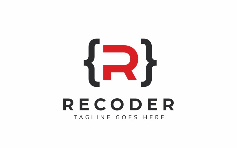 Modello di logo della lettera R di Recoder