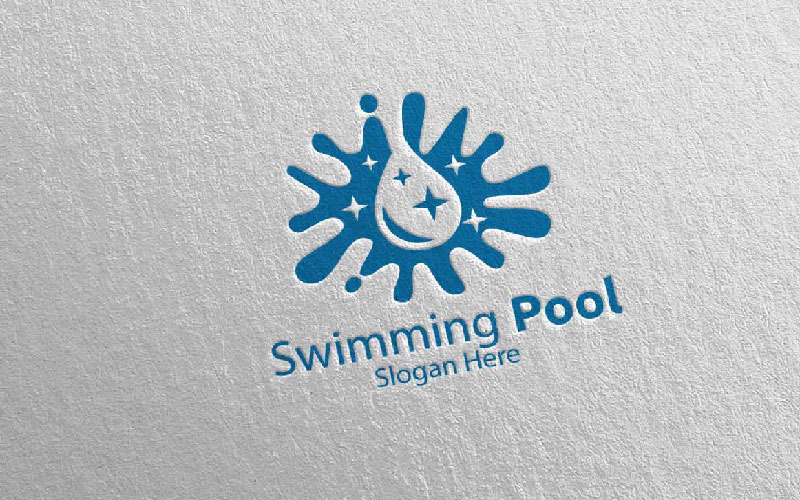 Шаблон логотипа услуг для бассейнов 15