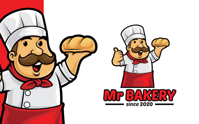 Bakery Bread Mascot Logo Template