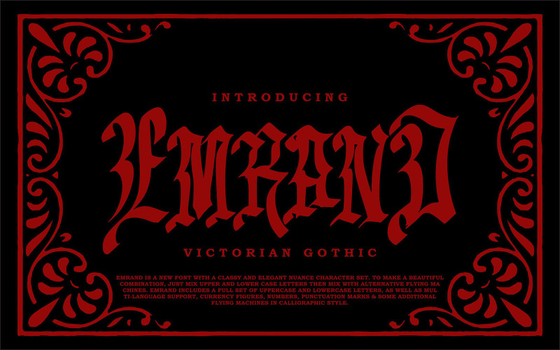 Download Шрифт "Emrand | Victorian Ghotic Font" / Emrand | Victorian Ghotic Font - Шрифт на тему графика script,typography,type,graphic,vector,lettering,calligraphy,text,design,sign,font,letter,handwritten,style,drawn,set,abc,hand,symbol,illustration