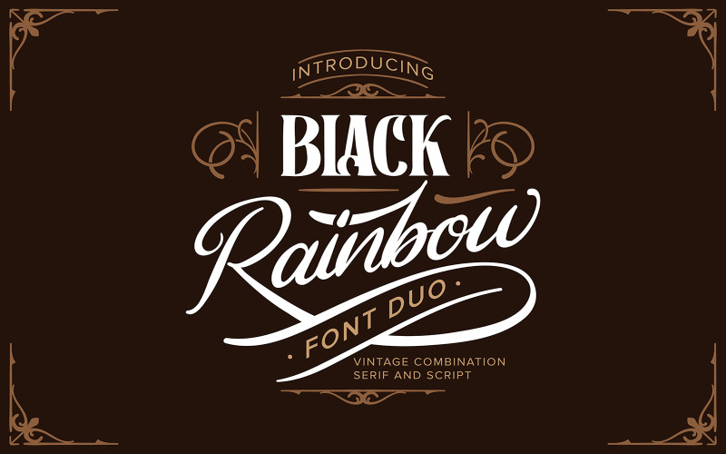 Schwarzer Regenbogen | Duo Vintage Serif und Cursive Font