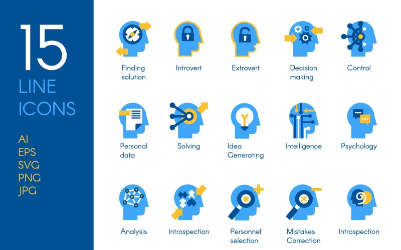 Download Набор иконок "Brain Processes Icon Set" / Brain Processes Icon Set - Набор иконок на тему графика logo,illustration,design,sign,web,vector,art,color,collection,pack,yellow,flat,health,business,blue,orange,pink,education,background,red,white,icon,people,human,element,idea,set,head,isolated