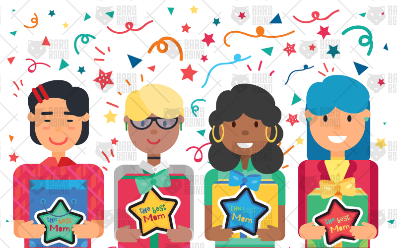 Download Vector "Happy Mother's Day Banner - Vector Image" / Happy Mother's Day Banner - Vector Image - Vector на тему графика mother,day,happy,holiday,greeting,card,female,spring,flat,cartoon,vector,mix,race,diverse,woman,cute,motherhood,character,people,diversity