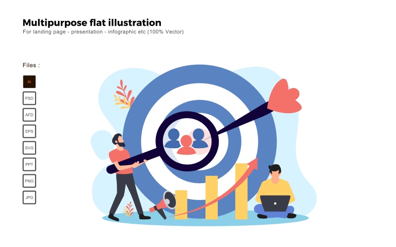 Ilustración Plana De Usos Múltiples Público Objetivo - Imagen Vectorial