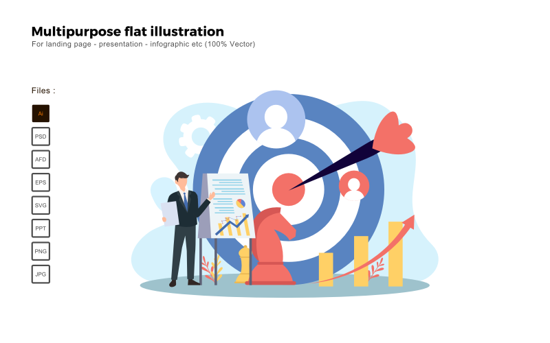 Multipurpose Flat Illustration Target Marketing - Vector Image