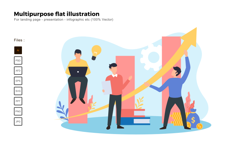 Multipurpose platt illustration affärstillväxt - vektorbild