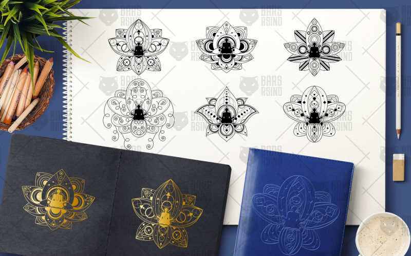 Download Иллюстрация "Yoga In Lotus Clipart Set - Illustration" / Yoga In Lotus Clipart Set - Illustration - Иллюстрация на тему графика yoga,lotus,meditation,zen,pose,relaxation,vector,health,lifestyle,healthy,silhouette,illustration,position,care,vista,number,spiritual,sport,symbol,beauty