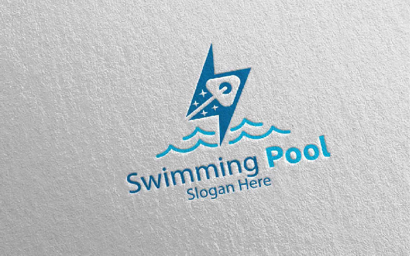 Sjabloon met logo voor snelle zwembaddiensten 20