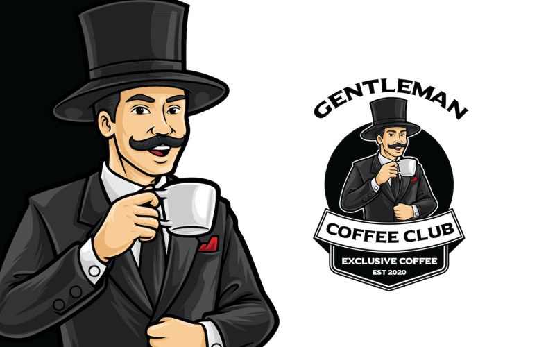 Gentleman koffie Logo sjabloon