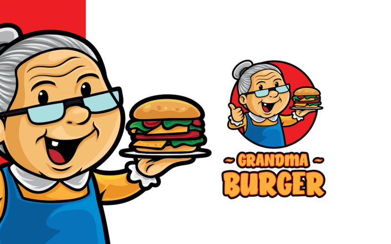 Download Шаблон логотипа "Grandma Burger Mascot Logo Template" / Grandma Burger Mascot Logo Template - Шаблон логотипа на тему графика logo,logomascot,mascot,logotemplate,character,illustration,vector,graphic,grandma,burger,food,recipe,meat