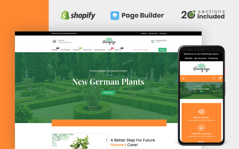 greenfreys plants &amp; garden store shopify theme